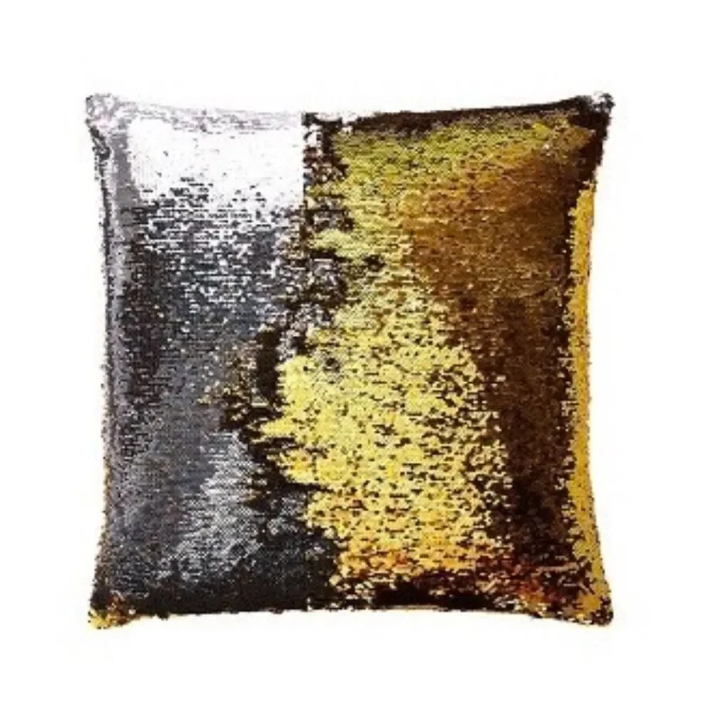 NEW Aviva Stanoff Design Mermaid Sequin Throw Pillow Gold Silver Set of 2